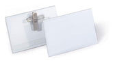 Durable Name Badge 54x90mm with Combi Clip Includes Blank Insert Cards Transparent (Pack 50) - 810119